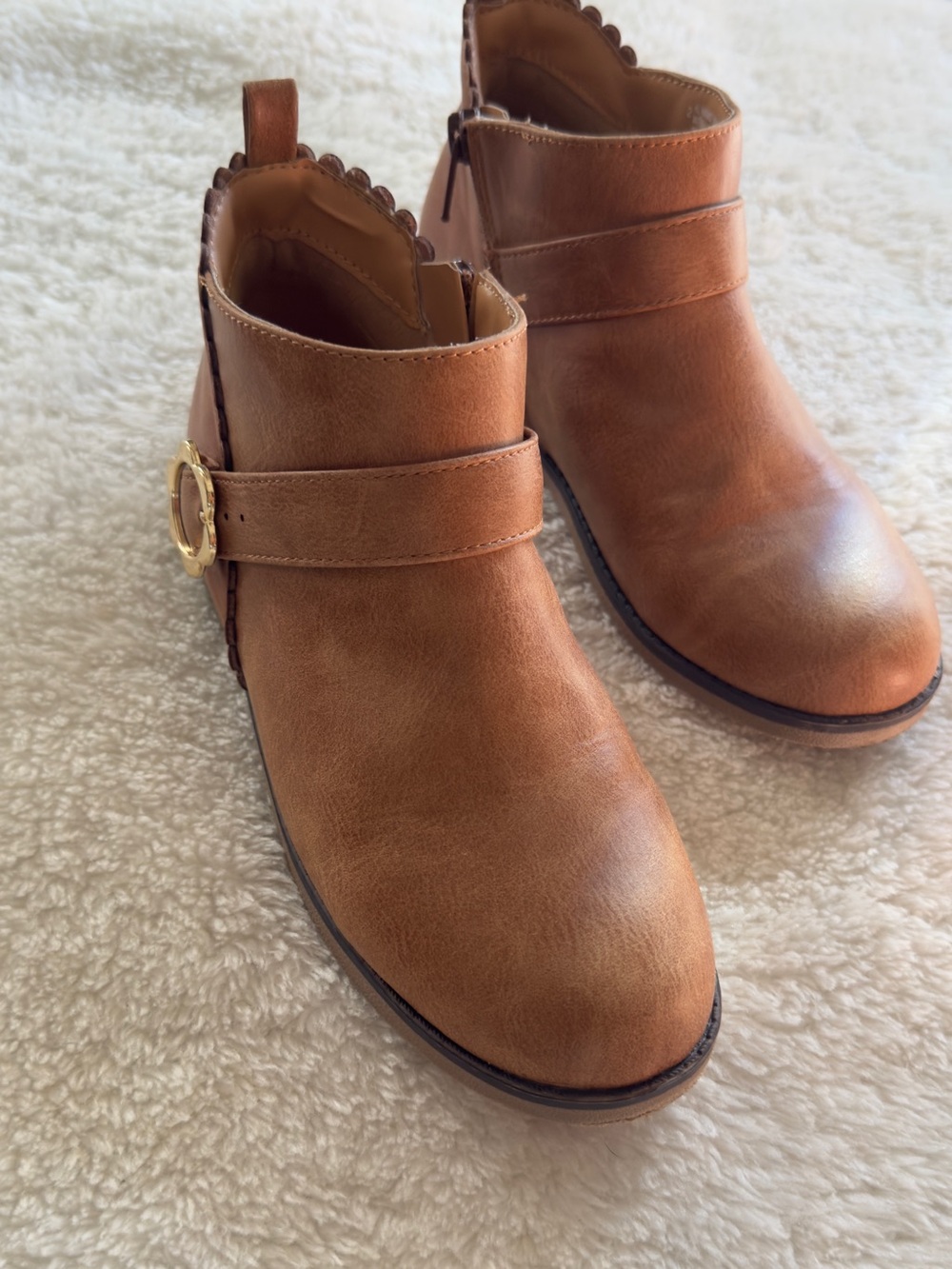Gymboree - Girls Tan Ankle Boots with Gold Buckle